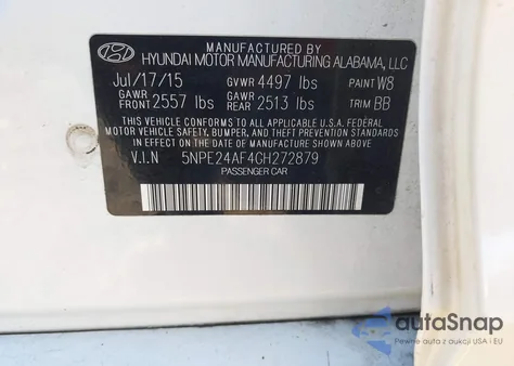 2016 Hyundai Sonata Se из США, поврежденный, VIN 5NPE24AF4GH272879